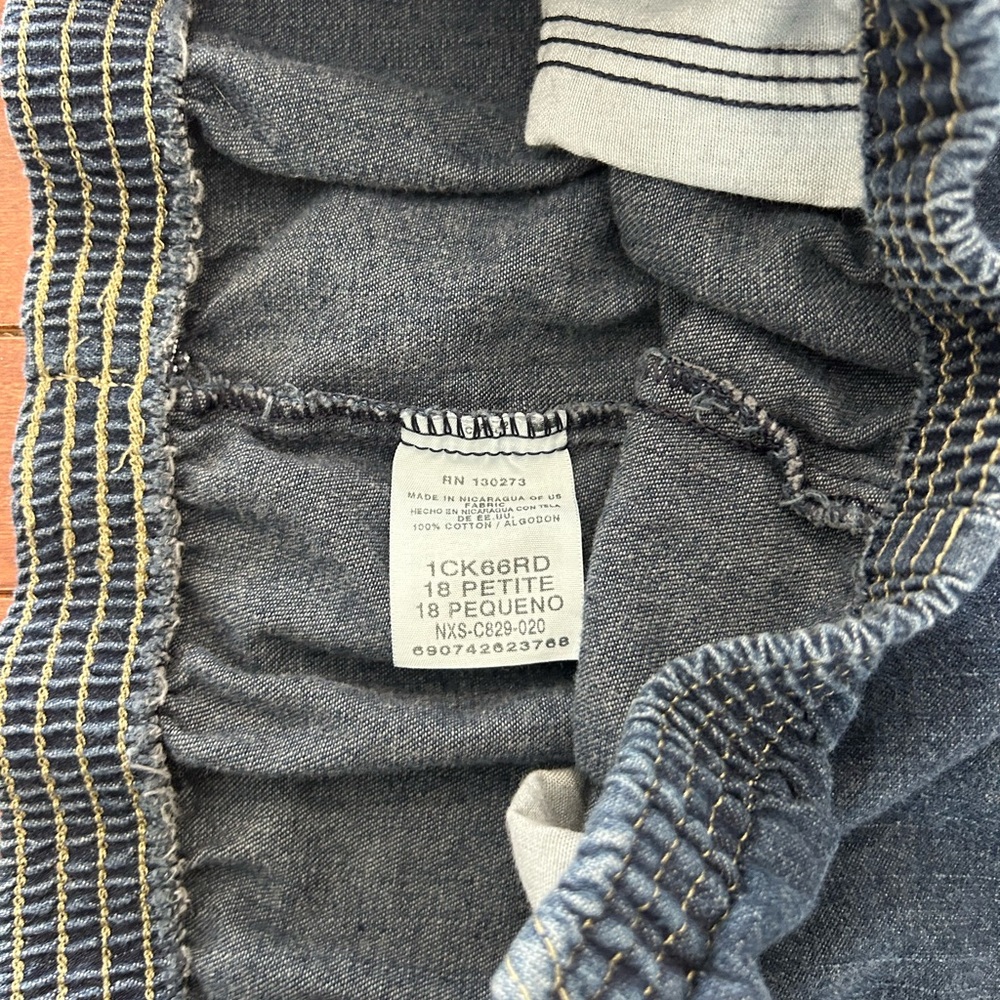 Chic Dark Wash Elastic Waist Denim Pull On Pants Size 18 Petite - Picture 3 of 8